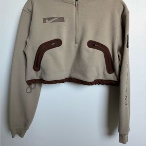Cactus Jack by Travis Scott x Nike NRG Tan Fleece Cropped Pullover Sz Large